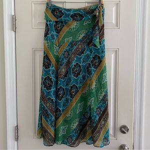 Vintage Y2K Ella Maxi Skirt Belted Paisley Color Block Floral Fairy Whimsigoth